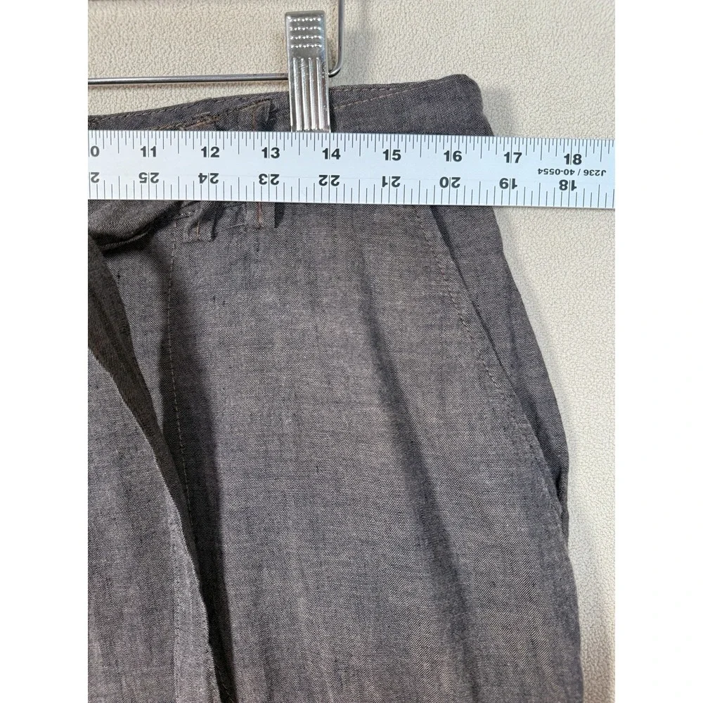 Coldwater Creek Linen Blend Cropped Pants Women 10 Beach Coastal Office Brown - Picture 5 of 7